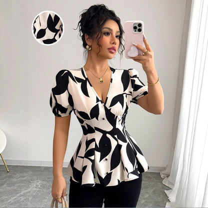 Summer Womens Printed Shirts From Europe And America