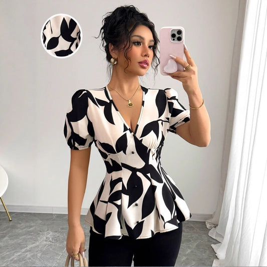 Summer Womens Printed Shirts From Europe And America