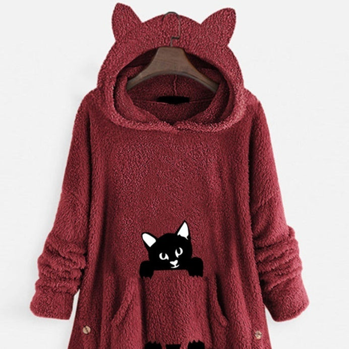 Hooded Long-sleeve Double-sided Fleece Women's Plus-size Coat