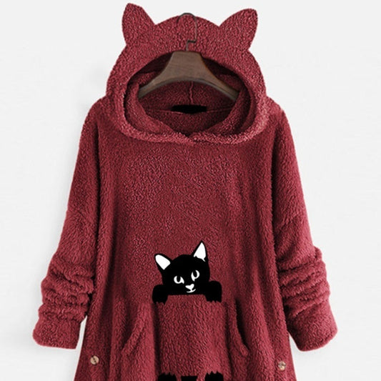 Hooded Long-sleeve Double-sided Fleece Women's Plus-size Coat