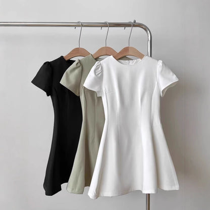 Women's Solid-Colored Casual All-Match Short-Sleeve Dress