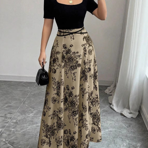 Women's Dress Slimming French Floral Long