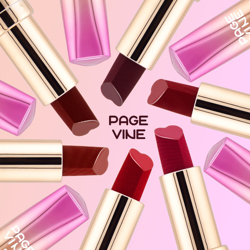 Six-color Heart-shaped Matte Lipstick Easy To Color
