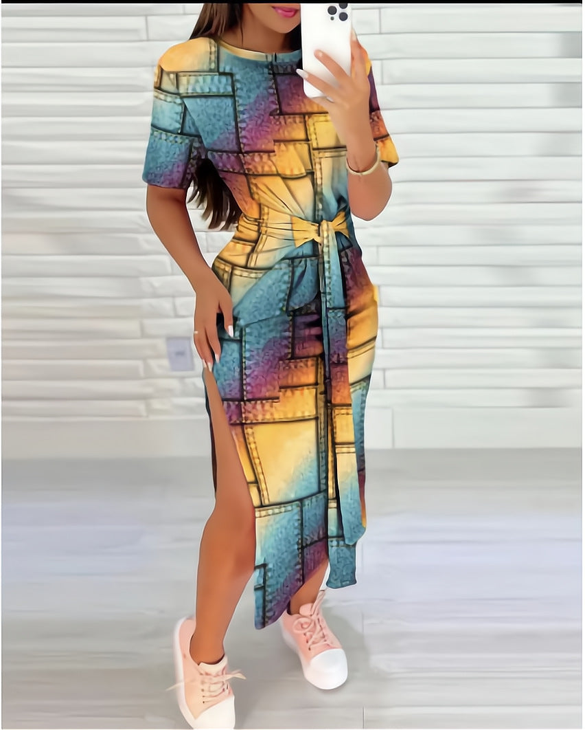 Women's Geometric Printed Sheath Dress