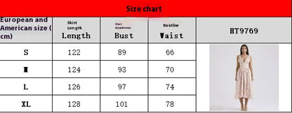 Women's Summer Pleated Small Floral Tight Waist Large Swing Dress