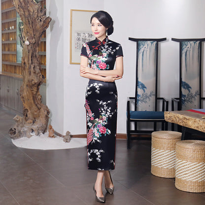 Chinese style spring and summer improved cheongsam dress long