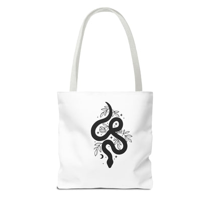 Gothic Floral Tote Bag | Skull & Snake Designs | Eco-Friendly Shopping, Gift for Her, Boho Chic, Fashion Statement, Casual Accessory