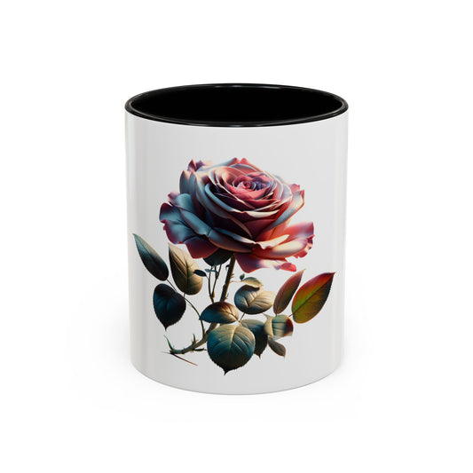 Elegant Rose Accent Coffee Mug - Floral Gift for Tea Lovers, Home Decor, Mother's Day, Valentine's Day, Office Supplies