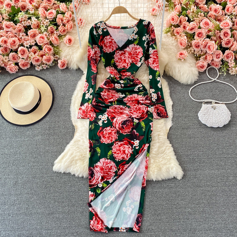 Elegant V-Neck Dress Print