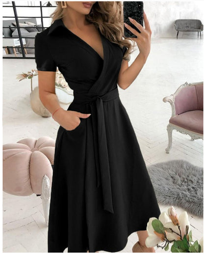 Fashion Long Sleeve V-neck Dress