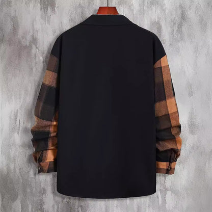 Autumn New Plaid Colorblock Long Sleeve Men's Casual Shirt