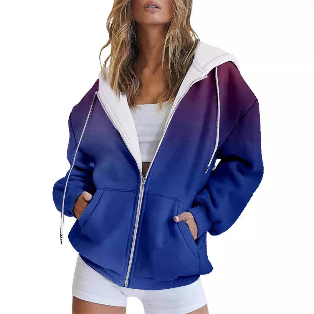 Casual Zipper Hoodie Women's Sweater