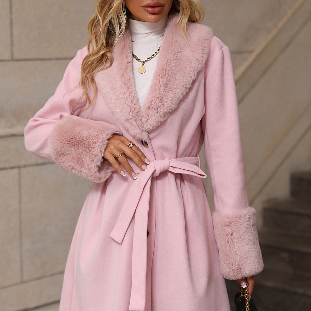 Women's Cardigan Single-breasted Strap Trench Coat