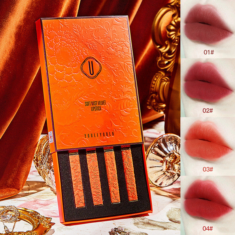 Orange Small Tube Lipstick Suit Matte Non Fading Makeup