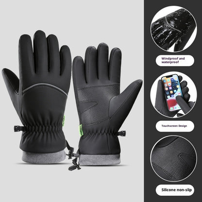 Fleece-lined Thick Waterproof And Cold-resistant Gloves
