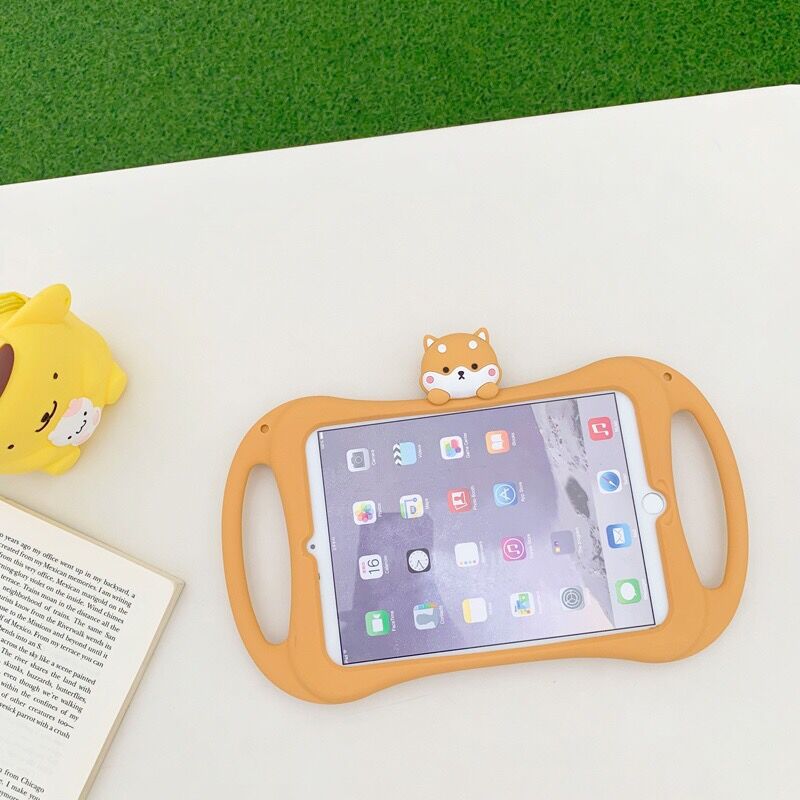 Applicable Ipad Protective Case Creative Cartoon Corgi Mini Flat With Handle Drop-resistant Silicone Case