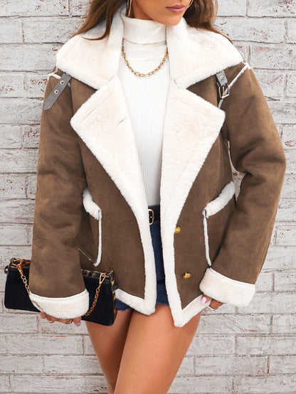 Collar Plush Jacket Winter Warm Casual Jacket