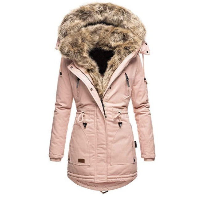 Winter warm fur collar women