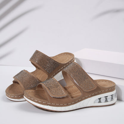 Wedges Sandals Summer Casual Rhinestone Slides