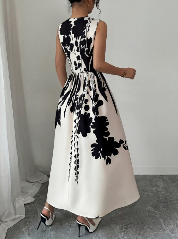 Elegant Printed Midi Dress for Women