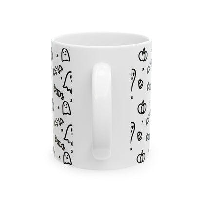 Halloween-Themed Ceramic Mug, Ghosts and Pumpkins, Seasonal Mug for Fall, Perfect for Halloween Decor, Gift for Spooky Season
