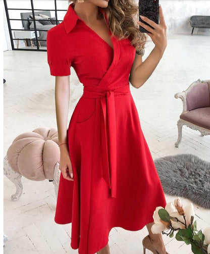 Fashion Long Sleeve V-neck Dress