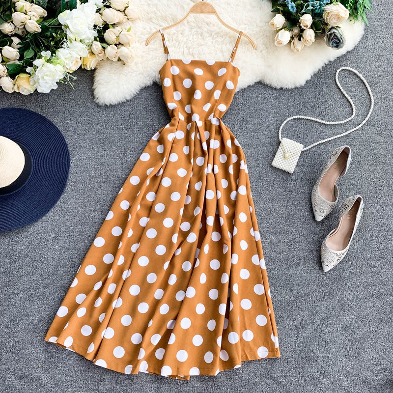 Vintage Polka Summer Dress With Straps