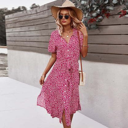 Floral Dress With Elegant Long Skirt