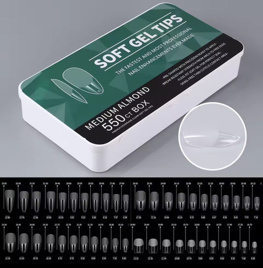 550PCS Soft Gel Nail Tips Full Cover False Nail Tips for Acrylic Nail Extensions