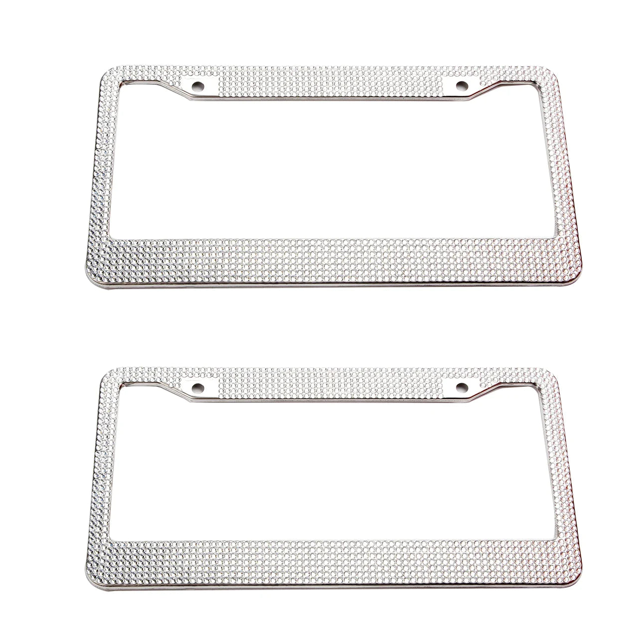 2PCS Bling License Plate Frame Glitter Crystal Sparkling Rhinestone Diamond Caps