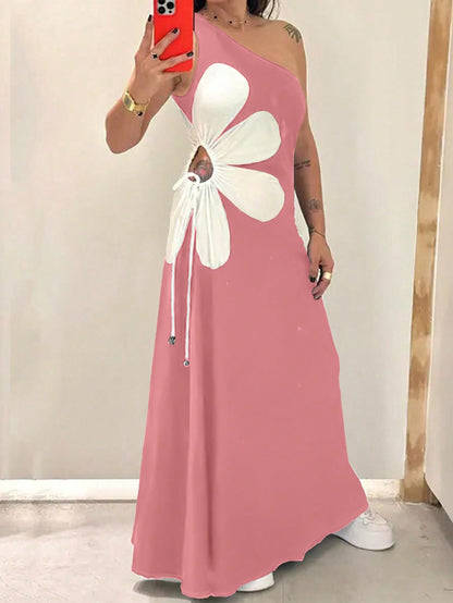 Flower Off-the-shoulder Sling Dress