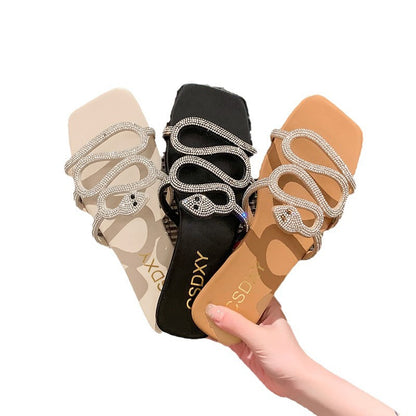 Women's Rhinestone Flat Slippers