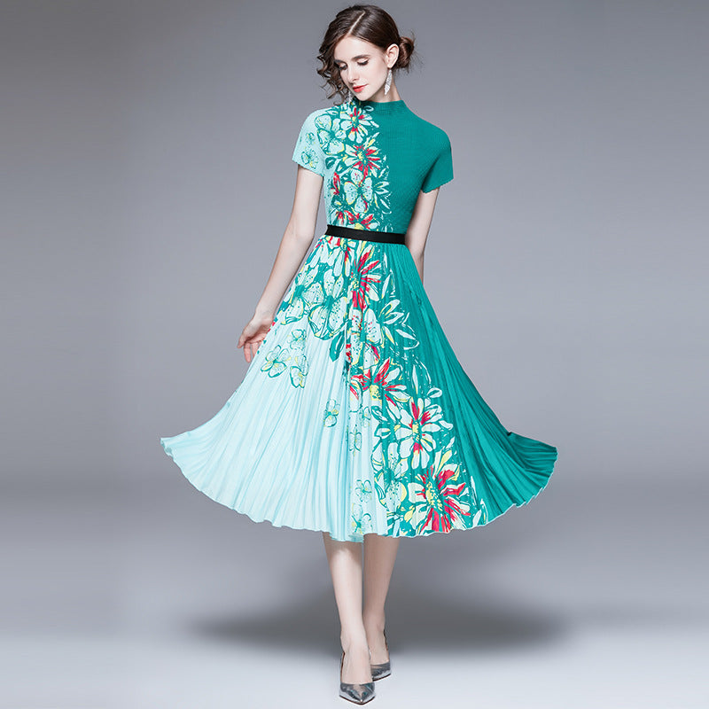 Printed Dress Pleated Fashion