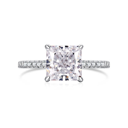 High Carbon Diamond Square Diamond S925 Ring