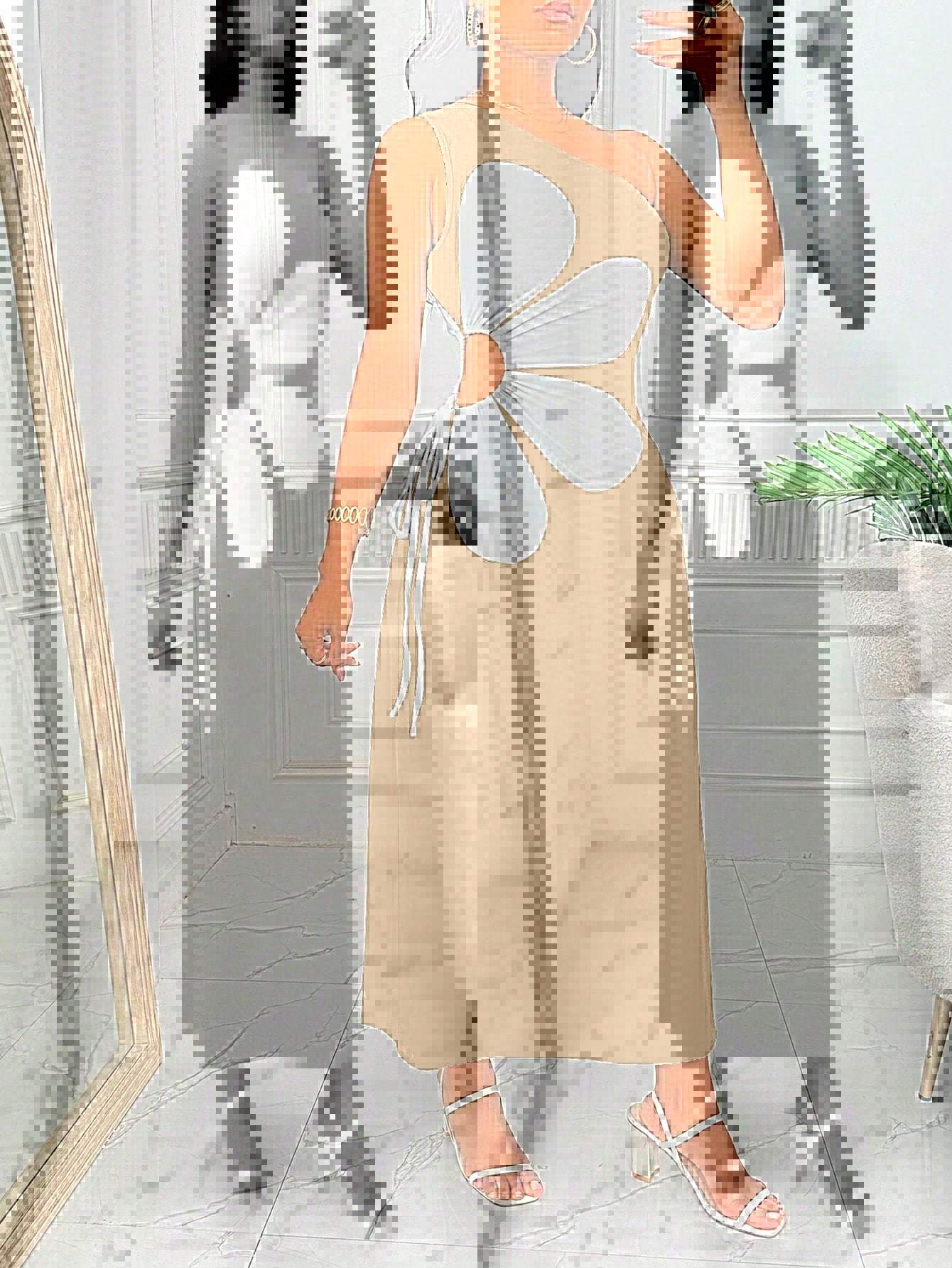 Flower Off-the-shoulder Sling Dress