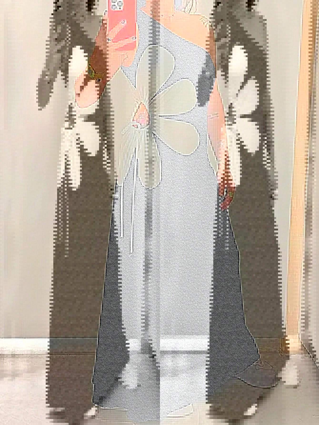 Flower Off-the-shoulder Sling Dress