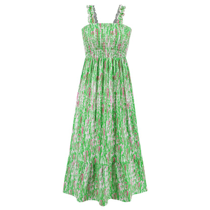 Summer Women's Elegant Printed French Floral Strap Dress