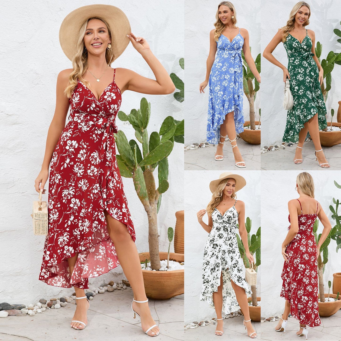 Sexy Sling Irregular Dress Floral