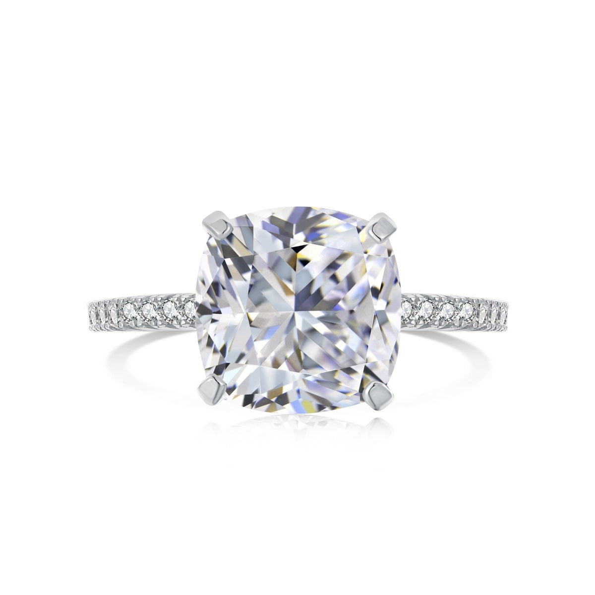 High Carbon Diamond Square Diamond S925 Ring