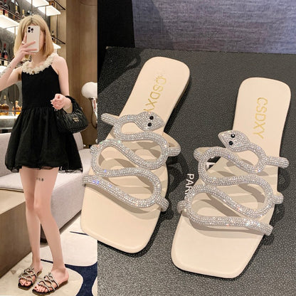 Women's Rhinestone Flat Slippers