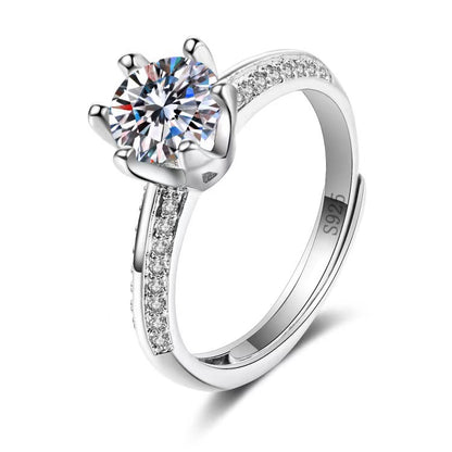 Moissanite Classic Six-claw 1 Karat Open Ring