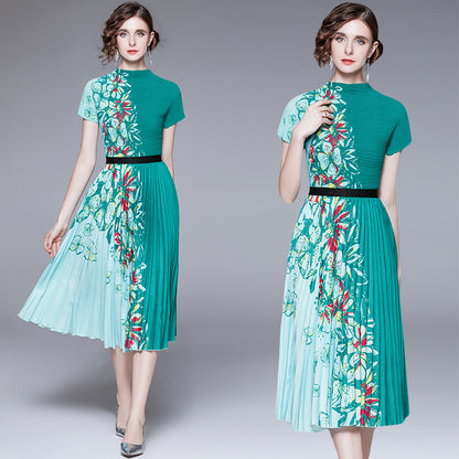 Printed Dress Pleated Fashion