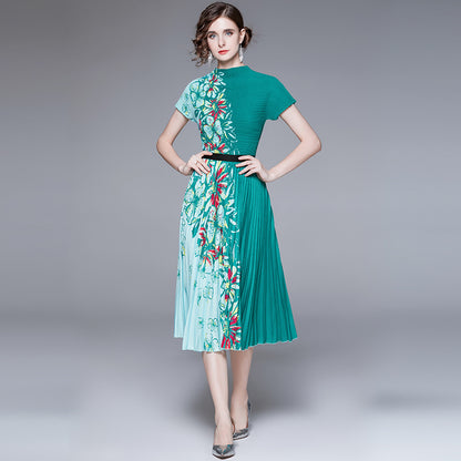 Printed Dress Pleated Fashion