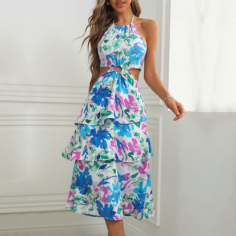 Women's Fashion Personalized Printed Bow Dress