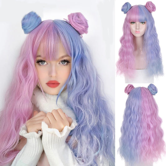 Wig Candy-colored Long Curly Hair