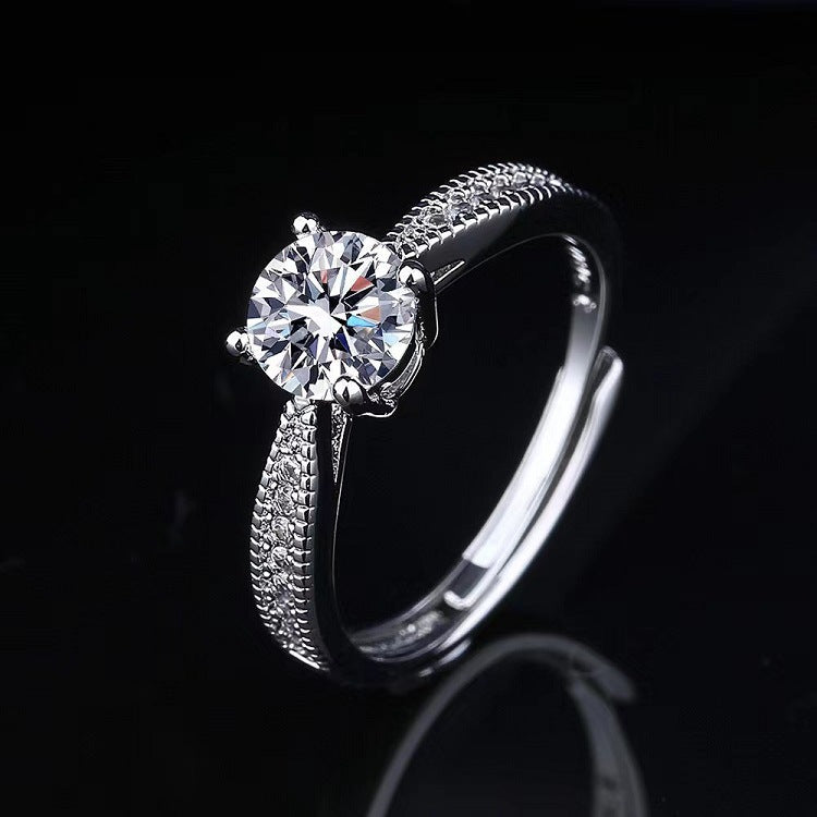 Moissanite Classic Six-claw 1 Karat Open Ring