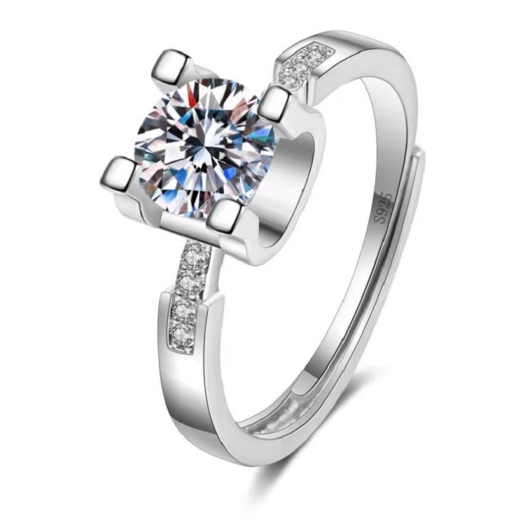 Moissanite Classic Six-claw 1 Karat Open Ring