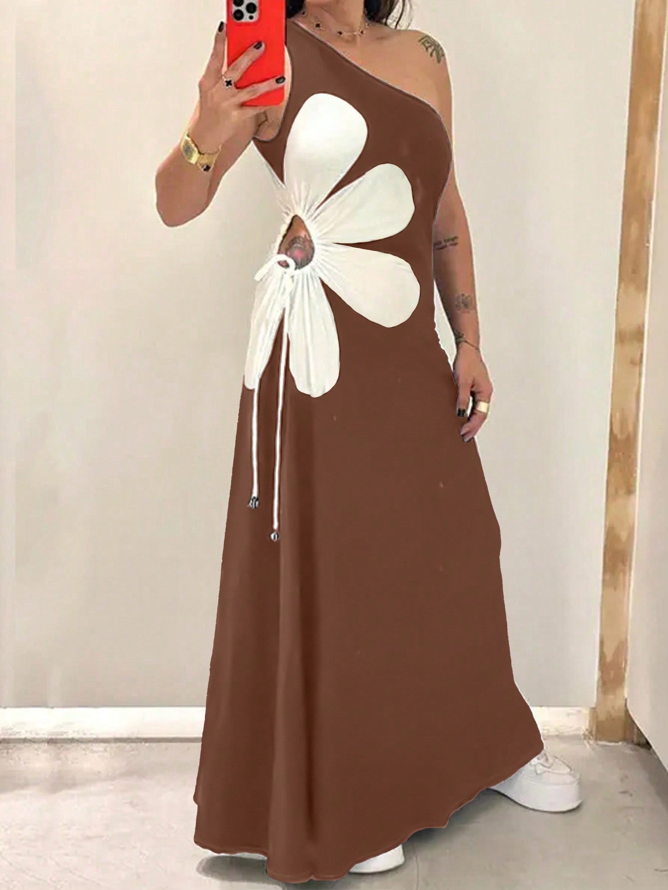 Flower Off-the-shoulder Sling Dress