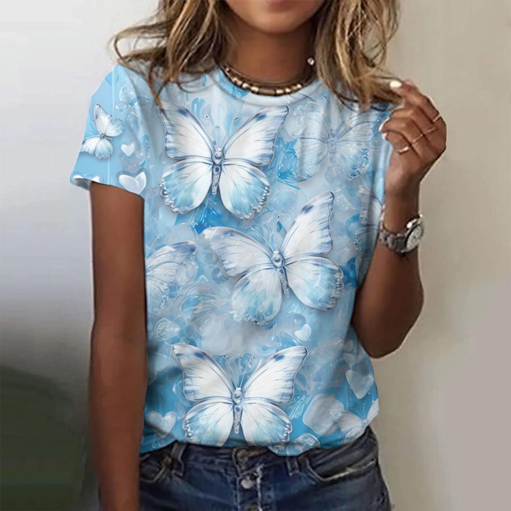 Women's Printed Round Neck Short Sleeve