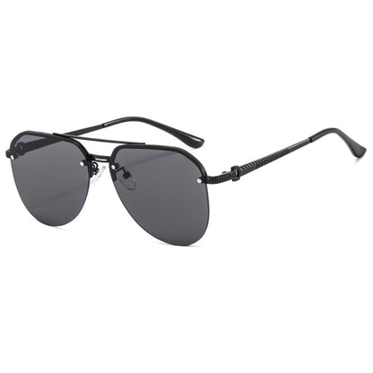 Retro Fashion Metal Sunglasses Half Frame Double Beam Sunglasses